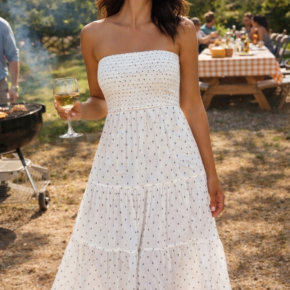 H&M Textured White Dress
